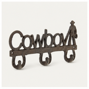 Cast Iron Cowboy Wall Hook Key <b>Holder</b> Rustic Brown Horseshoe Design Heavy Duty Western Decorative Coat & <b>Hat</b> Rack With 3 Hooks - Product Image 3