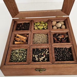Boîte de rangement pour épices en bois artisanal, boîte à masala traditionnelle, organisateur d'épices en bois, conteneur à masala pour la cuisine - Product Image 4
