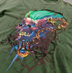 เสื้อยืดโอเวอร์ไซส์ทรงบ็อกซี่สำหรับผู้ชาย แต่งลายปักแบบดิสเทรส โลโก้ปัก วินเทจ ล้างสีแบบแอซิด สไตล์สตรีทแวร์ - Product Image 3