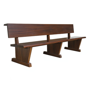 Banc d'église en bois massif de style moderne du milieu du siècle – Finition noyer foncé - Product Image 1