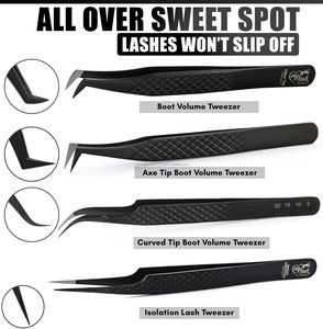 Pince à épiler professionnelle pour extensions de cils Ensemble d'extensions de cils avec pointe en fibre Acier inoxydable - Product Image 4