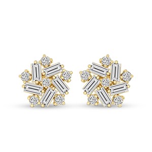 Boucles d'oreilles tendance en or massif 9k/10k/12k/14k/18k avec fleur de pivoine et diamants de laboratoire (3 carats) Tw. Pour femmes et filles - Product Image 3