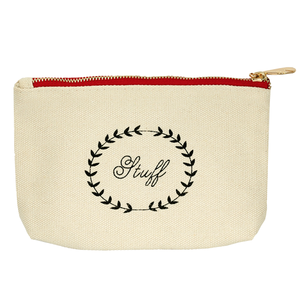 Lovely Heart Pattern Canvas Cosmetic <b>Bag</b> with Zipper Closure No Handle Portable & Durable - Product Image 2