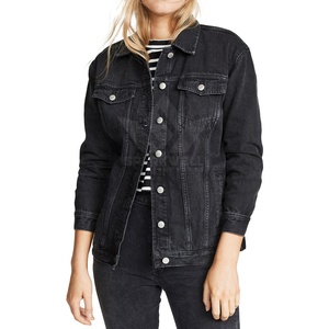 Custom Women's Black <b>Denim</b> <b>Jacket</b> Button Front Long Sleeve Casual Jean <b>Jacket</b> with Chest Flap Pockets Wholesale - Product Image 5