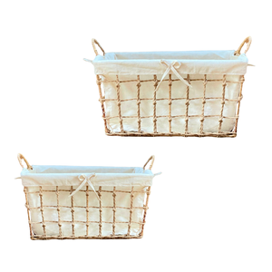 Panier de rangement de haute qualité en jacinthe d'eau naturelle, jonc de mer, rotin et bambou, avec cadre et doublure en coton, qualité export - Product Image 1