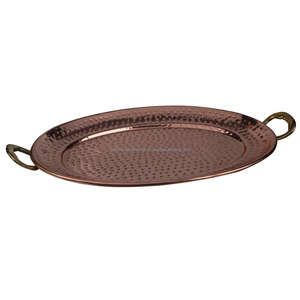 ถาดทองแดงทรงกลมแกะสลักแบบโบราณถาดเสิร์ฟพร้อมพิมพ์โลโก้ส่วนตัวงานทำด้วยมือคุณภาพสูง - Product Image 5