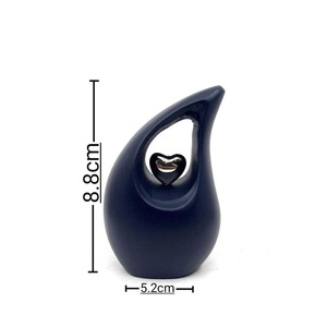 Urne funéraire bleue en forme de larme avec motif cœur argenté pour le stockage des cendres d'un adulte, urne en forme de larme pour cendres humaines - Product Image 4