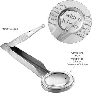 แหนบดูดเศษวัสดุ Weewooday พร้อมแว่นขยายแบบมือถือ คีมขยายภาพแบบพกพา สำหรับซ่อมแซม แว่นขยายสำหรับงานวิทยาศาสตร์ - Product Image 3