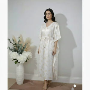 Nouvelle Robe Midi Vintage Faite à la Main pour Femme, Kaftan Long en Coton, Tenue de Nuit avec Dentelle, Meilleure Décoration, Taille Unique, Lavable - Product Image 1