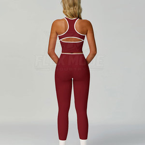 Conjunto de Yoga para Mujer, Estilo Deportivo, 2 Piezas, Transpirable, de Secado Rápido, Tejido Elástico Ecológico, Alta Calidad, MOQ Bajo - Product Image 2