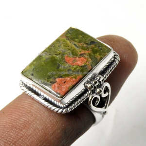 Joyería de Plata de Ley 925, anillo rectangular, anillo de cabujón, anillo de mujer, regalo para ella - Product Image 6