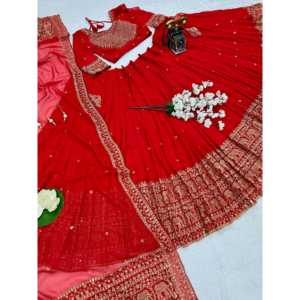 Diseñador de ropa india y pakistaní Hermoso trabajo de bordado Lehenga Choli - Product Image 5