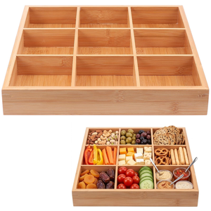 Boîte de rangement élégante en bois pour fruits secs avec compartiments séparés et couvercle transparent pour la cuisine - Product Image 6
