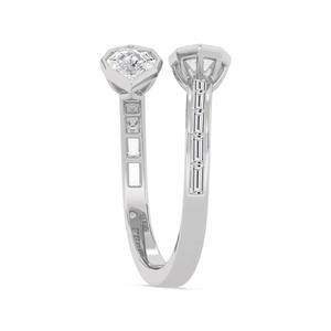 Ring 9k rose gold lab grown diamond fashion side stone bezel fancy shape paper <b>clip</b> round jewelry white gold yellow gold - Product Image 4