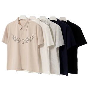 Polo en coton pour homme, manches courtes, couleur unie, respirant, tricoté, décontracté, coupe classique, blanc, beige, gris, marine, noir - Product Image 2