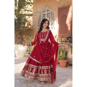 <b>Sequins</b> Embroidered Polyester Gown and Dupatta Party Wear Salwar Kameez with Elegant Work - Product Image 5