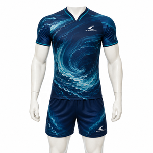 Uniformes Deportivos al por Mayor, Jersey de Rugby Sublimado de Manga Corta para Hombre, Cuello en V, para Todas las Temporadas, Poliéster y Elastano - Product Image 4