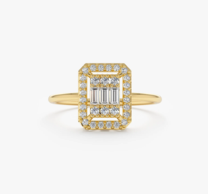 Anillo de compromiso y aniversario para mujer, popular, vintage, con diamantes cultivados en laboratorio, corte brillante, chapado en oro, certificado por IGI - Product Image 1