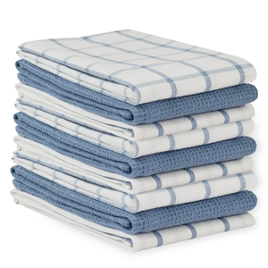 Serviettes de cuisine en tissu éponge rayées, rectangulaires, lavables en machine, en pur coton, style nordique, gris, noir, blanc, ensemble - Product Image 4