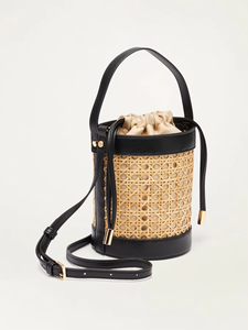 Sac rond en paille tressée à la main pour femme, sac à bandoulière en osier fait main, style bohème, pour l'été et la plage, petit sac à main tissé en forme de boîte - Product Image 2