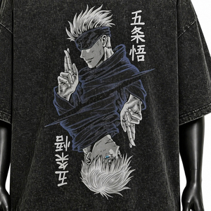 เสื้อยืดผู้ชายคุณภาพสูงสั่งทำพิเศษ ทรงโอเวอร์ไซส์ สีดำล้างสี ลายกราฟิก ผ้าฝ้าย สตรีทแวร์ ไหล่ตก - Product Image 5
