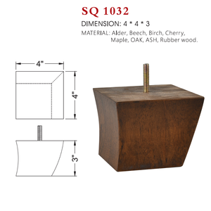 Custom Solid Wood Curved Tapered Furniture <b>Legs</b> <b>Replacement</b> Feet with Mounting Hardware Kit <b>for</b> <b>Sofa</b> Couch and Cabinet - Product Image 2