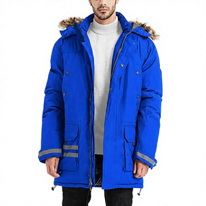 <b>Men's</b> <b>Long</b> Hooded <b>Jacket</b> With Fur Trim Windproof Thick Winter Casual Outerwear Polyester Wadding Zipper - Product Image 6
