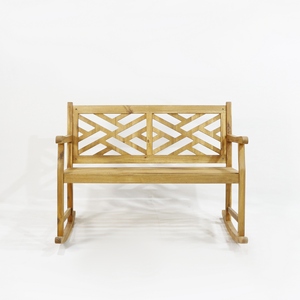 New Design Acacia Wood Rocking <b>Bench</b> - Durable Outdoor Garden <b>Seat</b> with Lattice Backrest - Product Image 1