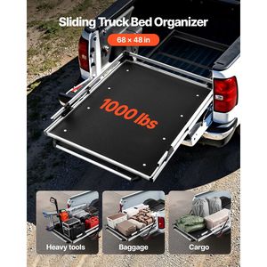 Cassetto portaoggetti scorrevole per cassone camion, 68 x 48 pollici, resistente, capacità 450 kg, con 6 anelli mobili, accessori per il controllo del carico - Product Image 2