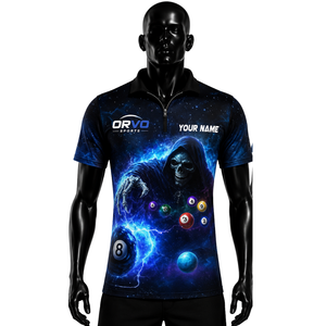 Camiseta Deportiva Casual de Manga Corta para Hombre ORVO SPORTS, Diseño de Bolas de Billar con Estampado por Sublimación, Transpirable, de Secado Rápido, 200g, 100% Terry - Product Image 5