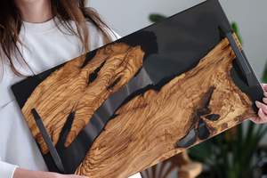 Bandeja de Servir de Madera de Olivo y Resina con Asas de Metal, Diseño Personalizado, para Hoteles, Restaurantes y Cocina Doméstica - Product Image 5