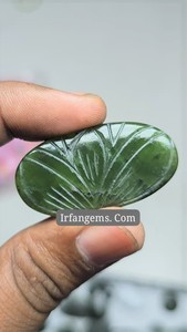 IRFANGEMS Pierre précieuse naturelle de néphrite verte, cabochon en cristal à dos plat, haute qualité, pour la fabrication de bijoux enroulés au fil, en vrac - Product Image 2