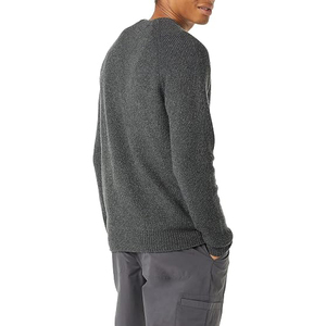 Pull en maille côtelée gris anthracite à col rond pour homme, décontracté, à manches longues, chaud et doux pour l'hiver, vente en gros - Product Image 4