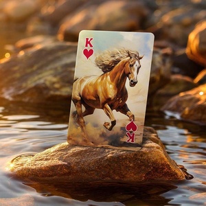 Cartas de juego de la familia Good Fortune Horse estilo acuarela - Doble baraja de PVC 58x88mm - Product Image 6