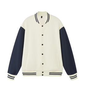 Wholesale Custom Logo Baseball Regular Fit Casual Varsity Sport Jersey Canvas <b>Waterproof</b> Breathable <b>Jacket</b> Black White Men - Product Image 3