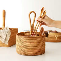 Panier de rangement en rotin tressé à la main avec poignées, écologique, organisateur de cuisine et de maison, design moderne, multifonctionnel