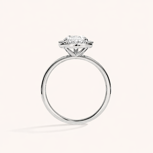 IGI Certified Pear Cut Lab Grown Diamond Halo Engagement <b>Ring</b> Solid 925 Sterling Silver Rhodium Plated Pave Wedding <b>Ring</b> Women - Product Image 4