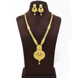 Juego de Joyería de Moda de Latón con Diseño Floral Tradicional, Collares Largos de Oro Micronizado de 14K, 18K, 24K, Venta al por Mayor, Conjunto de Joyería Nupcial - Product Image 1