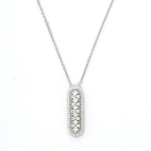 สร้อยคอทองคำขาว 14K ประดับเพชร VVS รูปแท่ง ได้รับการรับรองจาก IGI - Product Image 1