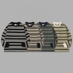 Camiseta de Manga Larga con Cuello Redondo y Rayas Unisex de 280 g/m², 95 % Algodón, 5 % Elastano, para Hombre, Venta al por Mayor OEM, Camiseta Informal de Calle para Mujer - Product Image 1
