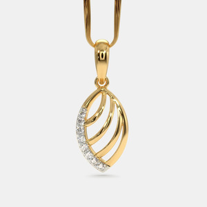 Collar con Colgante de Hoja en Capas de Oro Amarillo con Diamante Cultivado en Laboratorio - Product Image 1