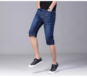 Shorts de mezclilla de algodón lavado oscuro, estilo vintage, holgados y desgastados, personalizados, para hombre, moda urbana de verano - Product Image 2