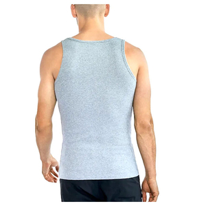 Débardeur en coton gris pour homme, col rond, couleur unie, tricoté, sans manches, décontracté, pour tous les jours - Product Image 4