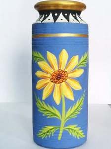 Vase à fleurs décoratif Art Déco en bois fait main - Product Image 3