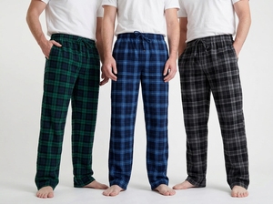 <b>Men's</b> Plaid <b>Flannel</b> <b>Pajama</b> Pants Elastic Waist Drawstring Button Casual Lounge Bottoms - Product Image 5