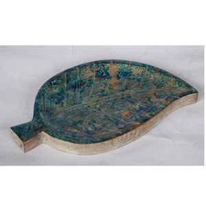 Juego de cuencos con diseño de hojas orgánicas de gran venta, cuenco de madera con mango de madera, cuenco para servir, vajilla para ensalada, utensilios de cocina - Product Image 1