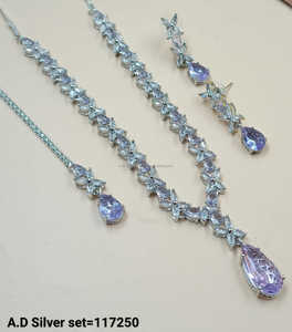 Ensemble de bijoux de mariée en diamant américain classique Collier et boucles d'oreilles en deux pièces pour mariage Style classique à la mode - Product Image 2