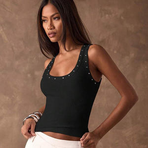 Débardeur court à double bretelle pour femme, sans manches, en tissu extensible doux et respirant, idéal pour la gym, le yoga et le quotidien - Product Image 2