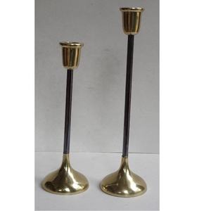 Bougeoir conique en aluminium de style vintage lot de 2 pièces en laiton et finition argentée décoration de Noël décoration d'intérieur artisanat en métal - Product Image 1