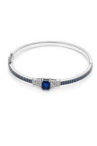 Brazalete de Zafiro Azul y Diamantes en Plata de Ley 92.5 KLSB-20785 - Product Image 2